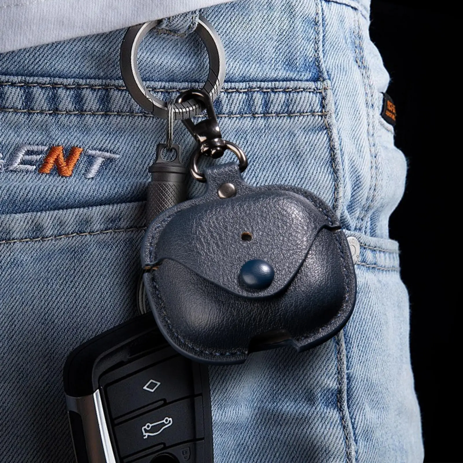 2024 кожаный защитный чехол для беспроводных наушников AirPods 4, чехол для AirPods 4-го поколения с пряжкой для ключей, чехол с защитой от падения