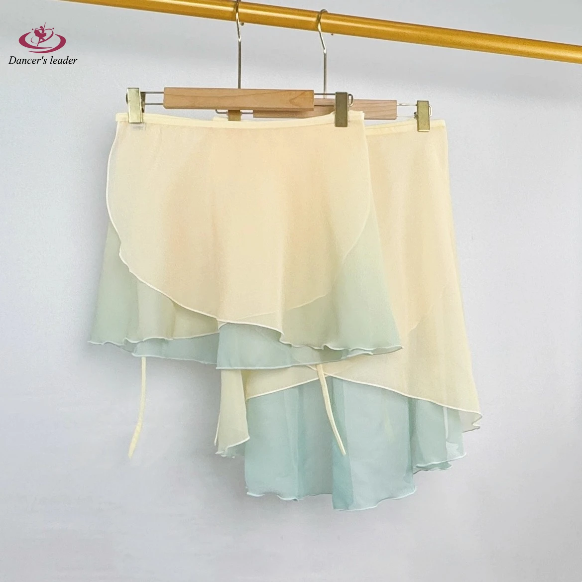 تنورة باليه قصيرة، تنورة رقص نسائية متدرجة باللون الأصفر والأخضر، تنورة ممارسة الجمباز، زي باليه للبالغين، تنورة غنائية #1