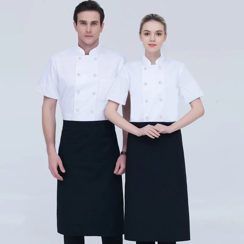 Back Full Net Chef Overalls Men'S Short Sleeve Breathable Chef Uniform Women'S Restaurant Rear Kitchen Quality Workwear Wholesal