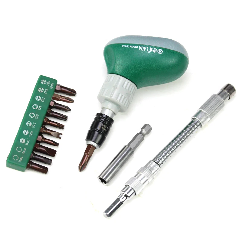 LAOA Double Ratchet Screwdriver Set S2 Screwdriver Bits Philips/Straight/Torx/Hex Screwdriver Made in Taiwan