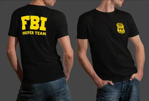 Federal Bureau of Investigation FBI Printed T-shirt for Men Government Secret Service T-shirt Fun Cotton Round Neck T-shirt