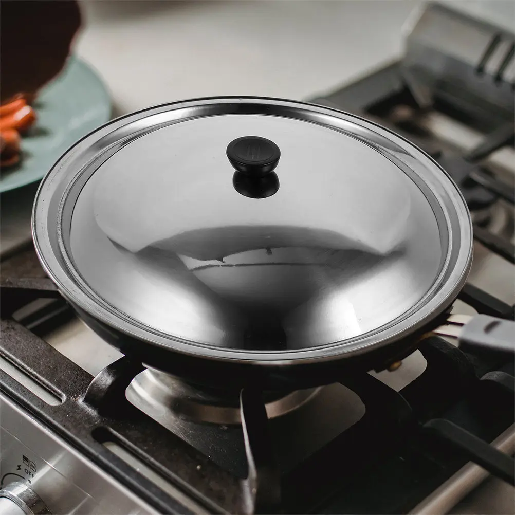 2Pcs Stainless Steel Universal Pot Lid Set 34Cm Multi-Functional Round Dome Cover for Frying Pan Skillet Wok Cast Iron Cookware