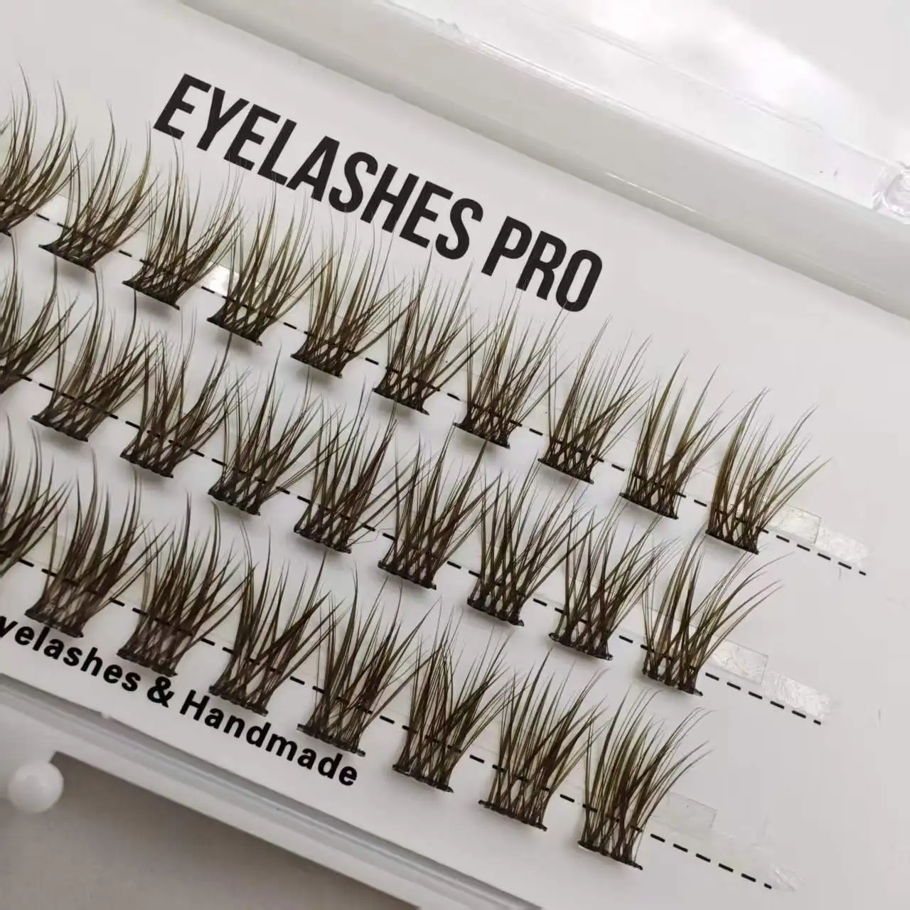 Brown YS DIY Hand Made Eyelash Extension Segmented Flase Lashes Dramatic Lash Bundles Soft Ribbon Strip Eyelashes Makeup Lashes