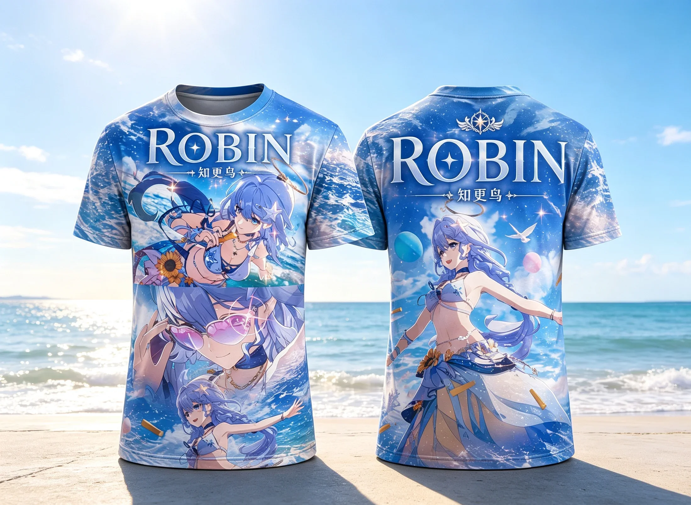 2026 Y2K Robin Star Galaxy Anime Print T‑Shirt Men Women Short‑Sleeve Top Unisex Harajuku Streetwear Casual Tee