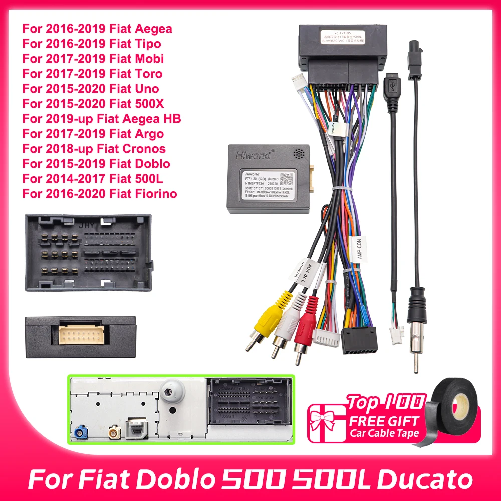 Декодер Hiworid FTF1.20 Canbus для Fiat Doblo 500 Ducato Egea Strada Toro Argo Cronos MobiCar Android Radio, 16-контактный разъем