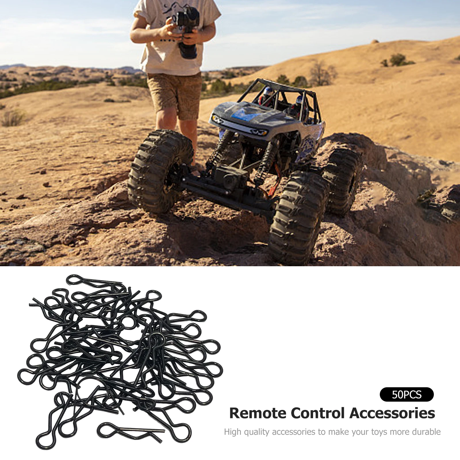 คลิปหนีบตัวถังรถยนต์ RC จำนวน 50 ชิ้น อะไหล่ตัวถังโลหะ คลิปหนีบตัวถังแบบ R อุปกรณ์เสริมสำหรับรถยนต์ขนาด 1/8 1/10 1/12