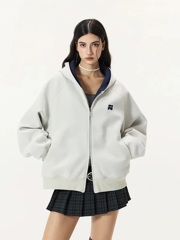 

Мужская толстовка American Sle Heavyweight с двойной молнией, модная, с вышивкой и нашивками, осенняя повседневная спортивная куртка-худи