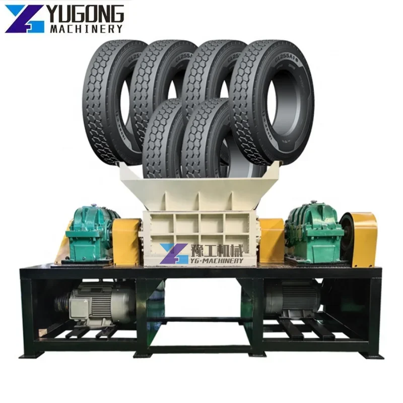 Used Car Motorcycle Tyre Recycling Waste Rubber Tires Products Crushing Double Shaft Shredder Machine for Sale