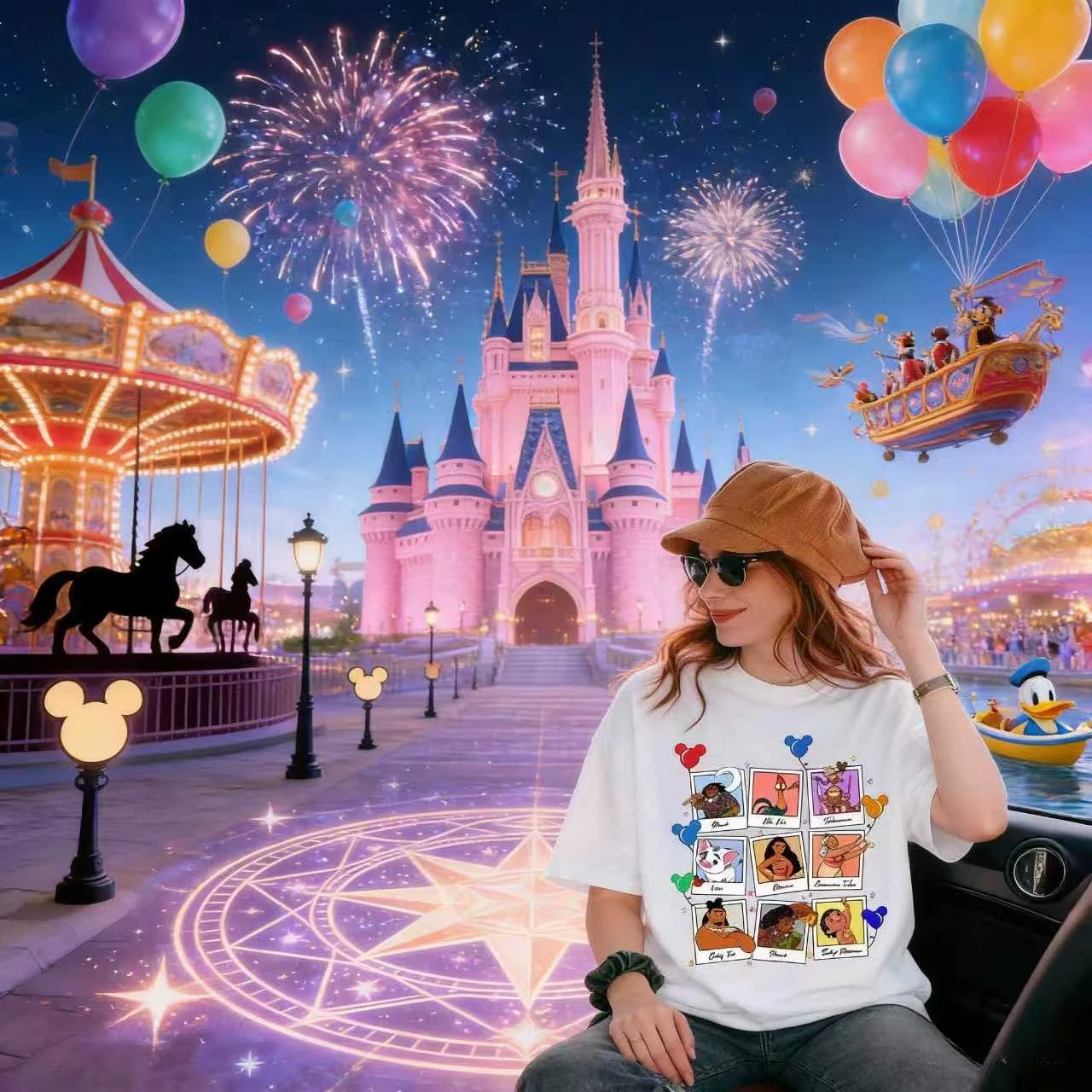 تي شيرت صيفي 2026 من القطن الخالص مطبوع عليه ديزني موانا، عصري، فضفاض ومريح بأكمام قصيرة، للجنسين