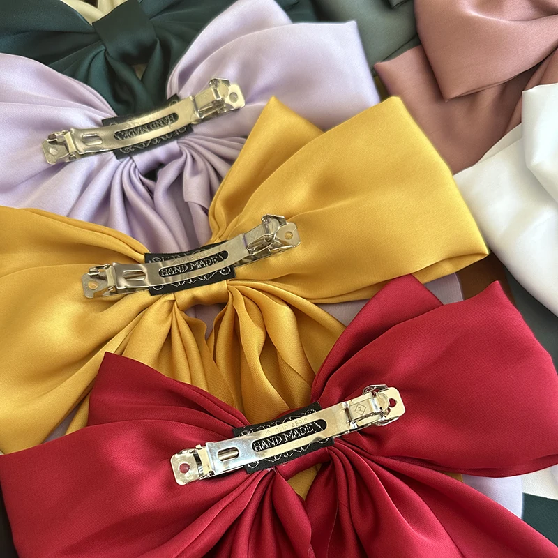 3/4/6/12PCS/Set New Ribbon Bow Hair Clips Fashion Solid Satin Spring Clip HairPin Headband with Clips Girls Hair Accessories