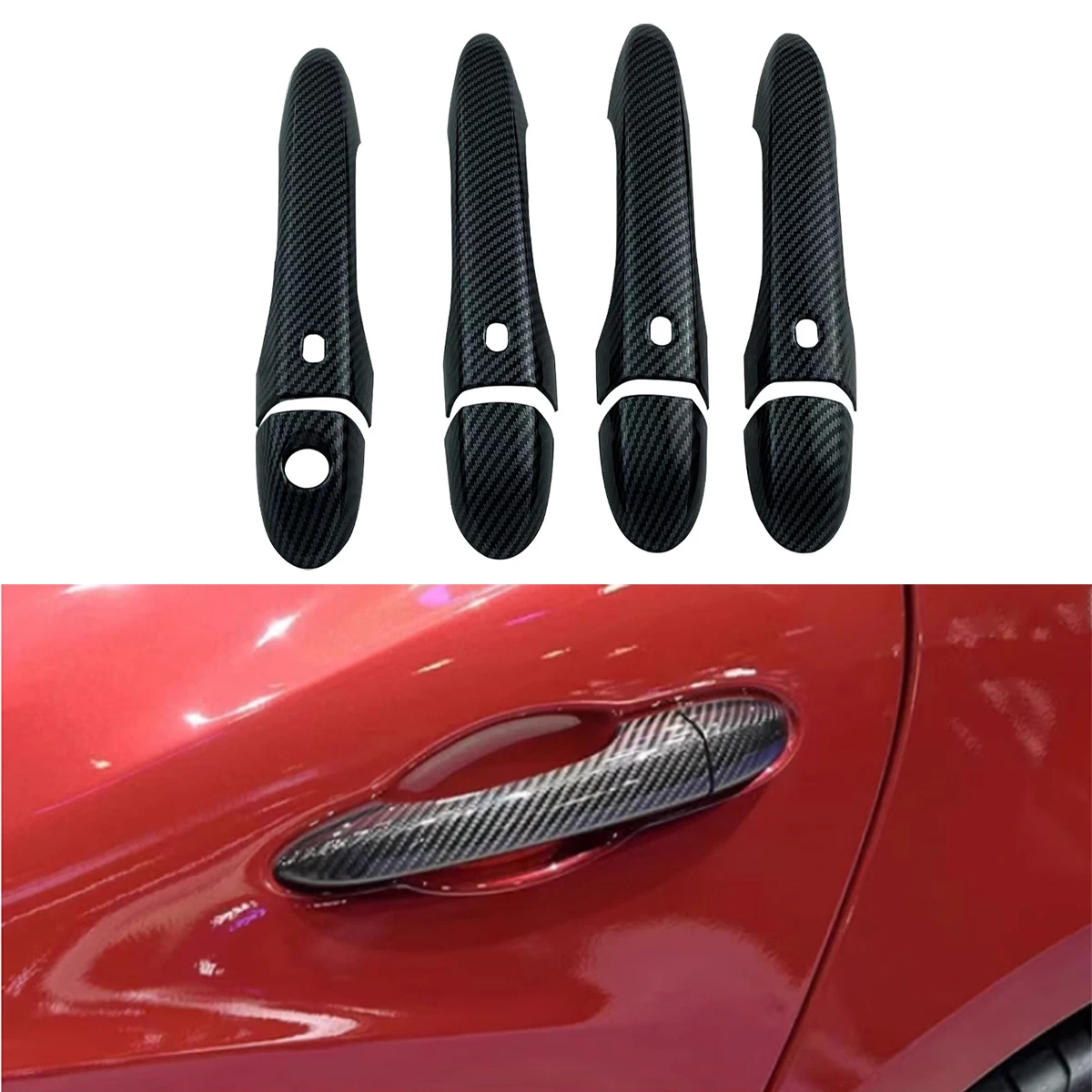 

ABS Carbon Car Accessories Door Handle Cover Trim Paste Style for Maserati Levante 2016 2017 2018 Ghibli 2014-2018 Quattroporte