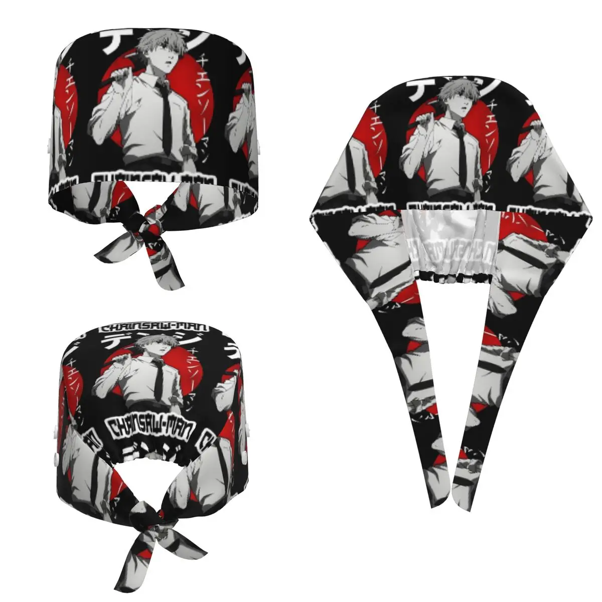 Pochita Ramen Chainsaw Man Anime Scrub Hat Doctor Working Surgical Cap Unisex Adjustable Nursing Caps for Dentist
