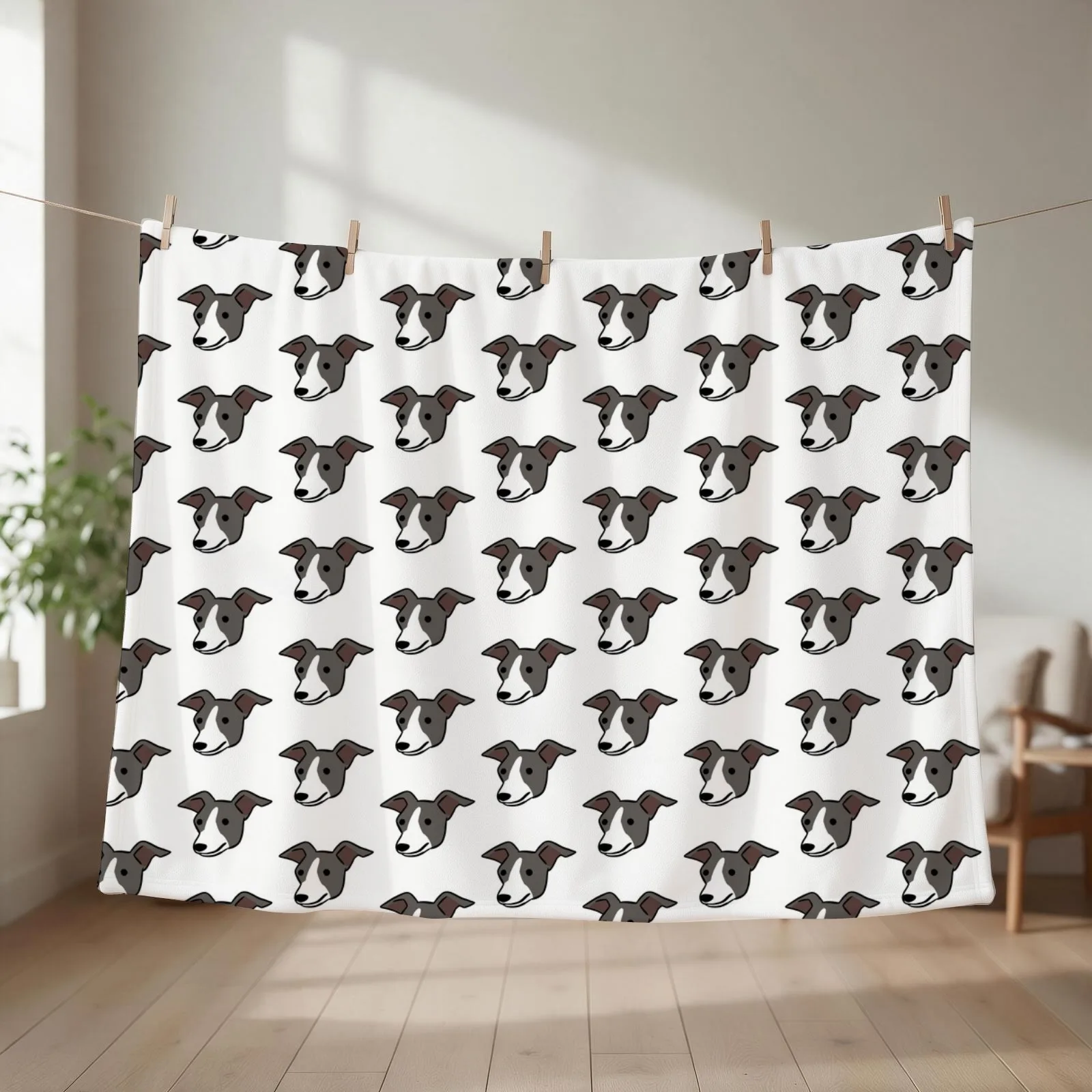 Italian greyhound cute illustration Throw Blanket couch cozy soft plush fuzzy picnic outdoor blanket