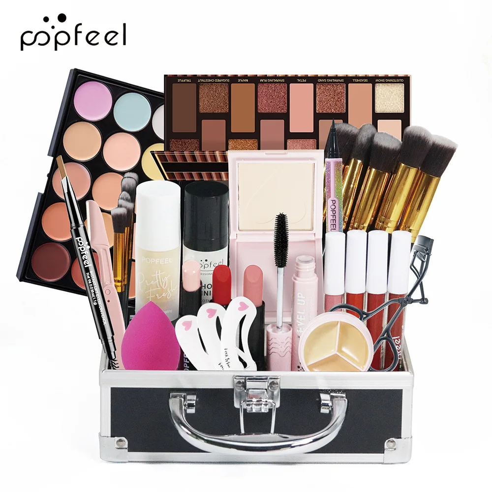 Kit de maquillage Popfeel le plus connu, ensemble complet d'eye-liner, yeux, lèvres, visage, cadeau de luxe, cosmétique pour femme, tout en un, cadeau surprise Profosmail.com