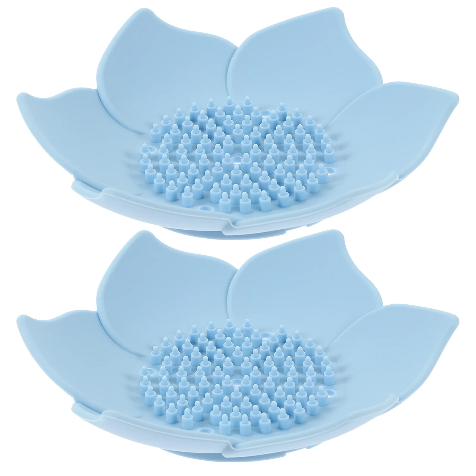 

2 Pcs Silicone Soap Dish Bathroom Container Flower Shaped Water Filter for Sink Holder Storage Rack Silica Gel Travel Case