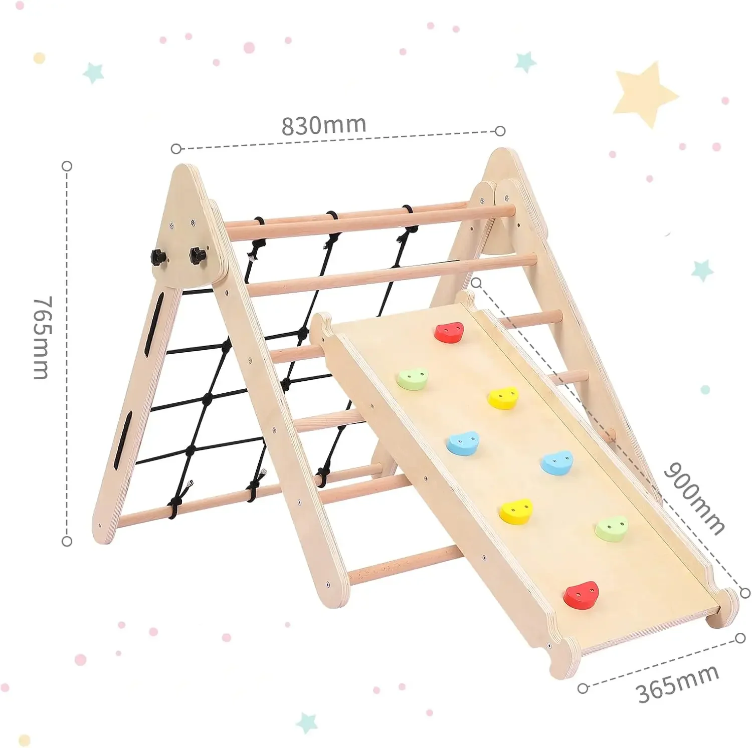 ألعاب تسلق مونتيسوري الخشبية إطار تسلق للأطفال الصغار ملعب داخلي للصالة الرياضية إطار مثلث لعبة تسلق #3