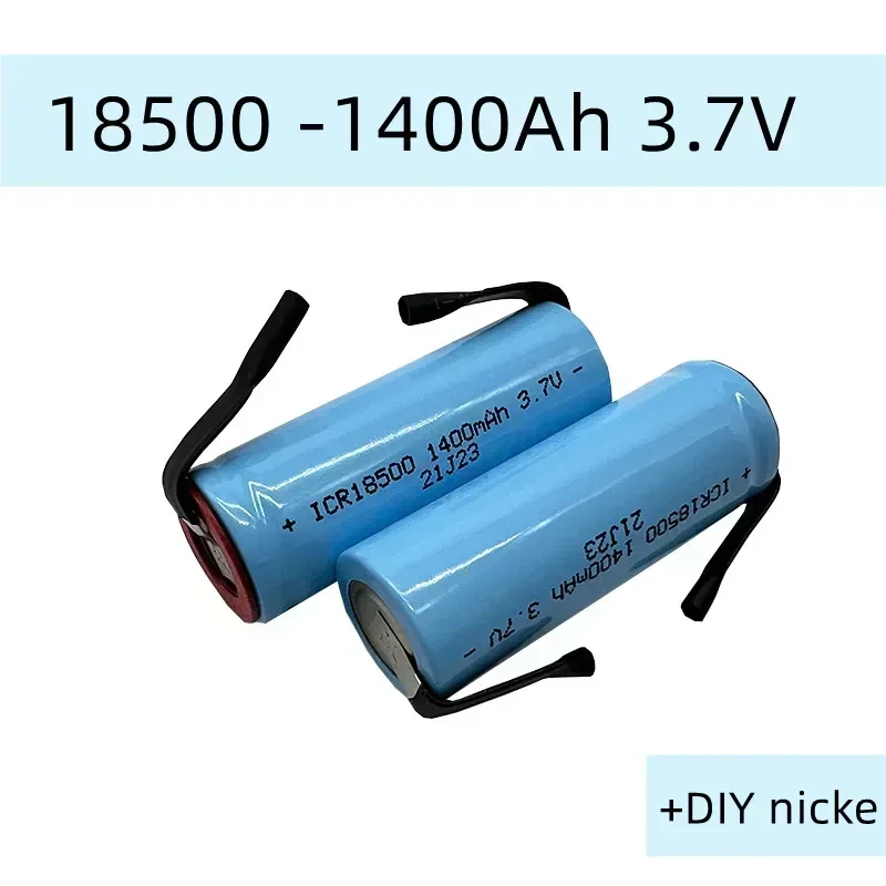 Batterie Li-Ion Rechargeable 18500, 3.7V 1400mAh, légère et de grande capacité, + feuille de Nickel à faire soi-même