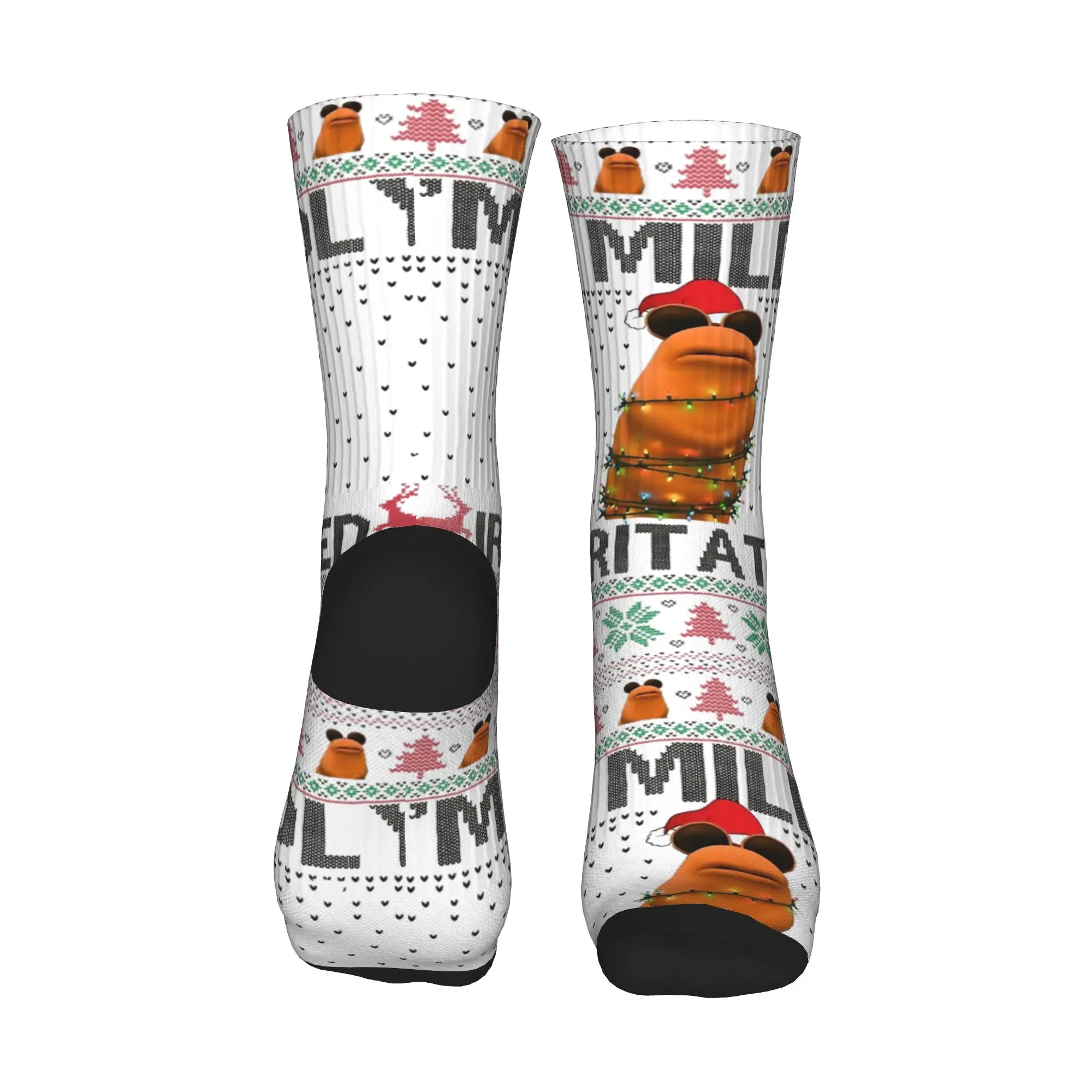 クリスマス マーカス ザ ワーム ロバート ヘルプ マーカス 面白いミーム ブレインロット ソックス 秋 ストッキング 女性 男性 ソックス ランニング アンチソックス