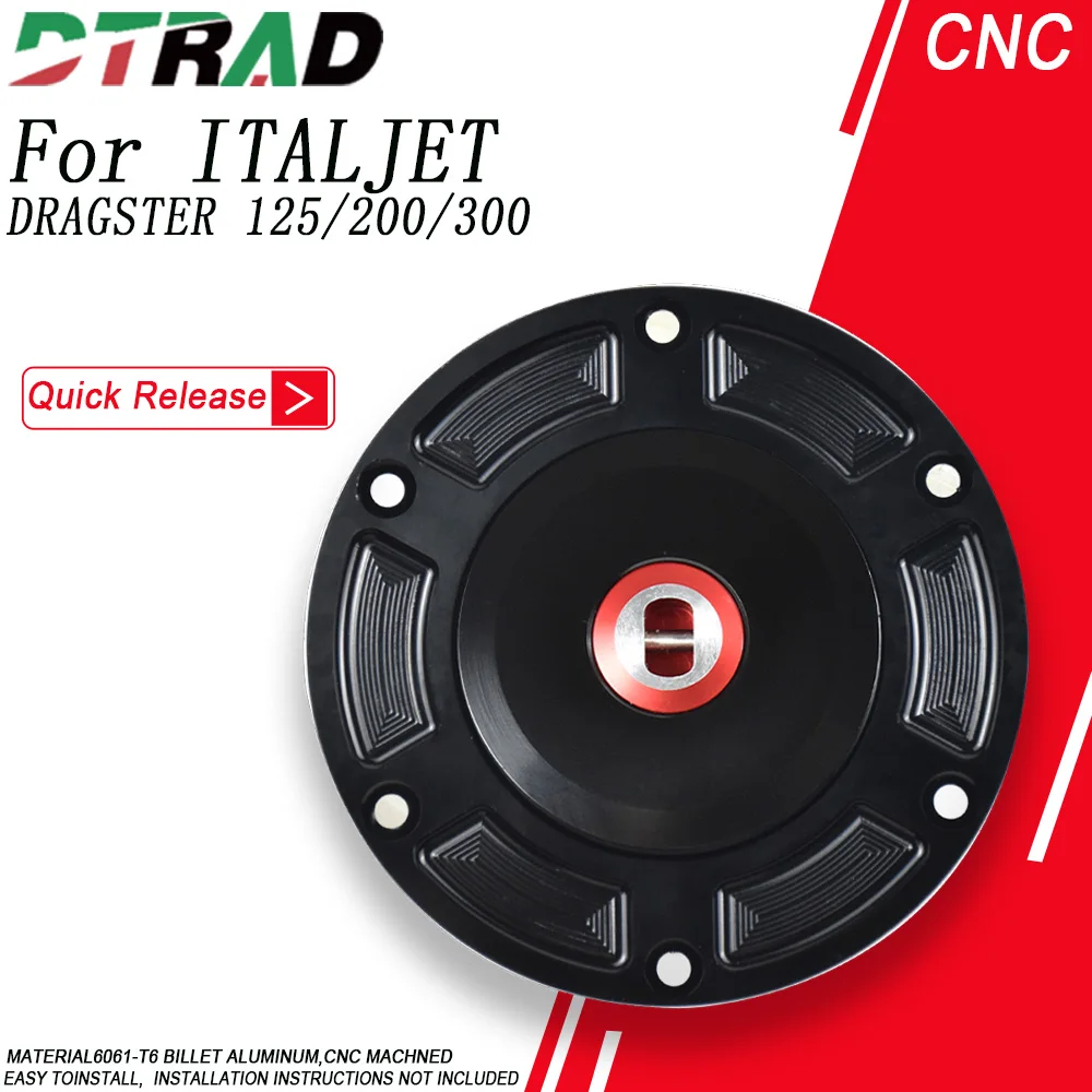 For ITALJET DRAGSTER 125/200/300 2020-2025 Motorcycle Quick Lock Fuel Tank Cap CNC Aluminum Airbox Keyless Gas Oil Tank Cover