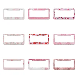 Pink Flower Animal Fruit Series Aluminum Alloy American Car License Plate Cover Car Decoration Customizable