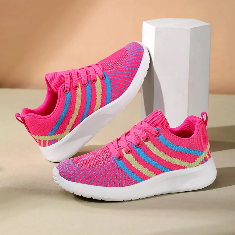 

Трендовые вязаные кроссовки, женские легкие дышащие повседневные кроссовки для женщин, кроссовки, уличная нескользящая женская спортивная обувь
