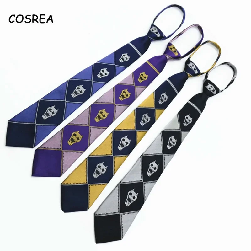 

Anime Bizarre Adventure Skull Neck Ties Heavens Door Killer Queen Kira Yoshikage Tie Cosplay Costumes Men Boys Halloween Party