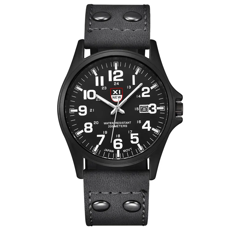 Relojes baratos para hombres, reloj de pulsera de cuarzo deportivo con fecha militar y correa de cuero de moda para estudiantes y niños, reloj Masculino Erkek Barato Saat