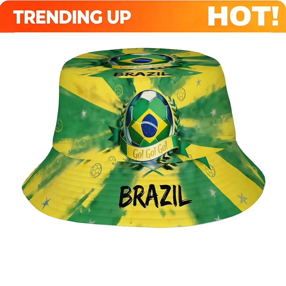 1pc Football Fan Brazil National Flag Soccer Art Vintage Style Sports Unisex Printed Fisherman Hat, Stylish Hat with Fun Persona