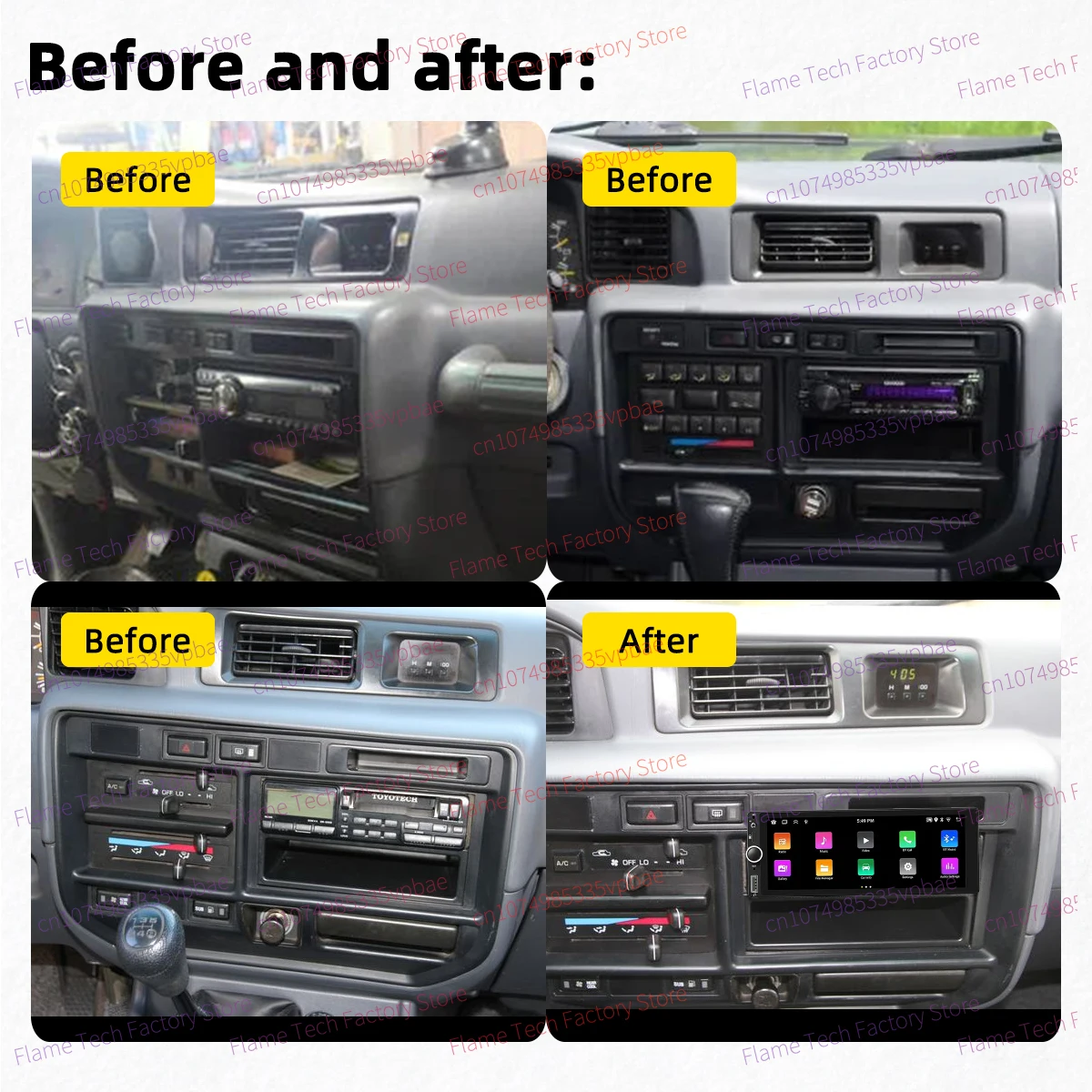 Carplay Android Auto Android Car الوسائط المتعددة 1 Din راديو لتويوتا لاند كروزر Hg 80 1995-1998 6.86 "شاشة وحدة رأس ستيريو #2