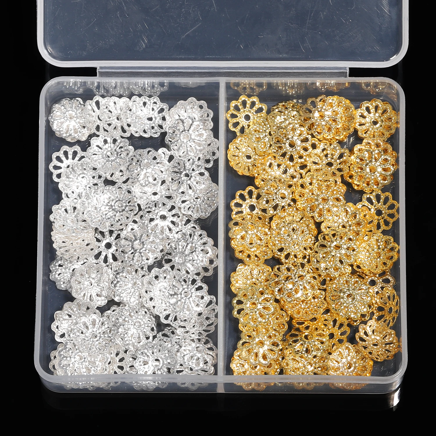 200/600pcs 6/9mm Hollow Flower Golden Silver Color Stainless Steel Metal Filigree Bead Caps for DIY Jewelry Making Supplies