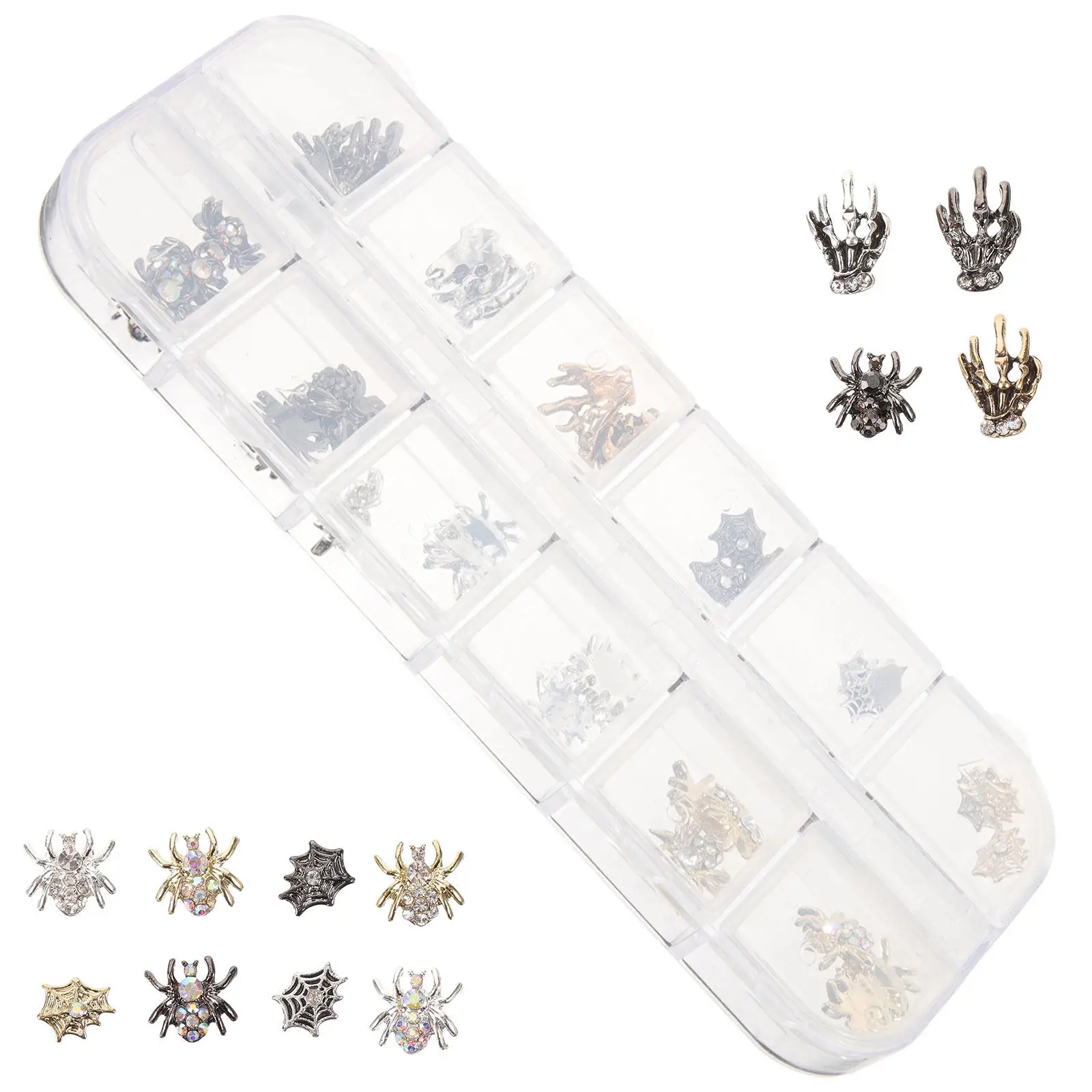 

Halloween Nail Charms Metal Spider Hands Design Nail Jewelry for Natural Acrylic False Nails Mobile Case Craft