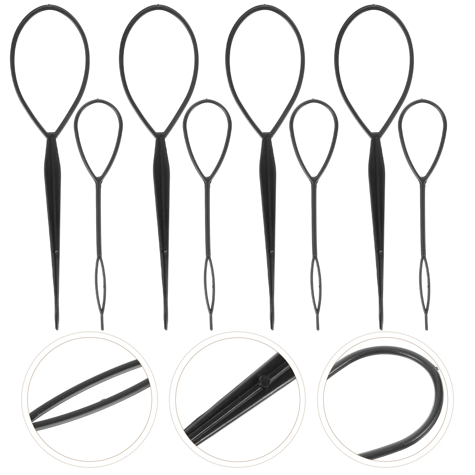 

8pcs Styling Tools Foldable Hairpins Black Ponytail Loop Easy to Use for Party Banquet Hair Braid Tool Tail Hair Care