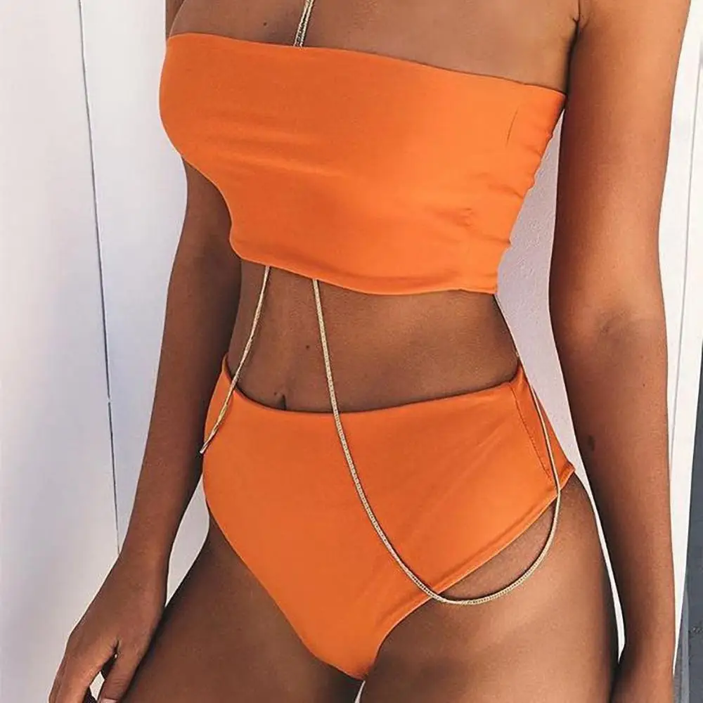 Swimsuit Bikini Wireless Bra High Waist Sexy Women Swimwear Bikini Set Push Up Bandeau Panties Brazilian Solid