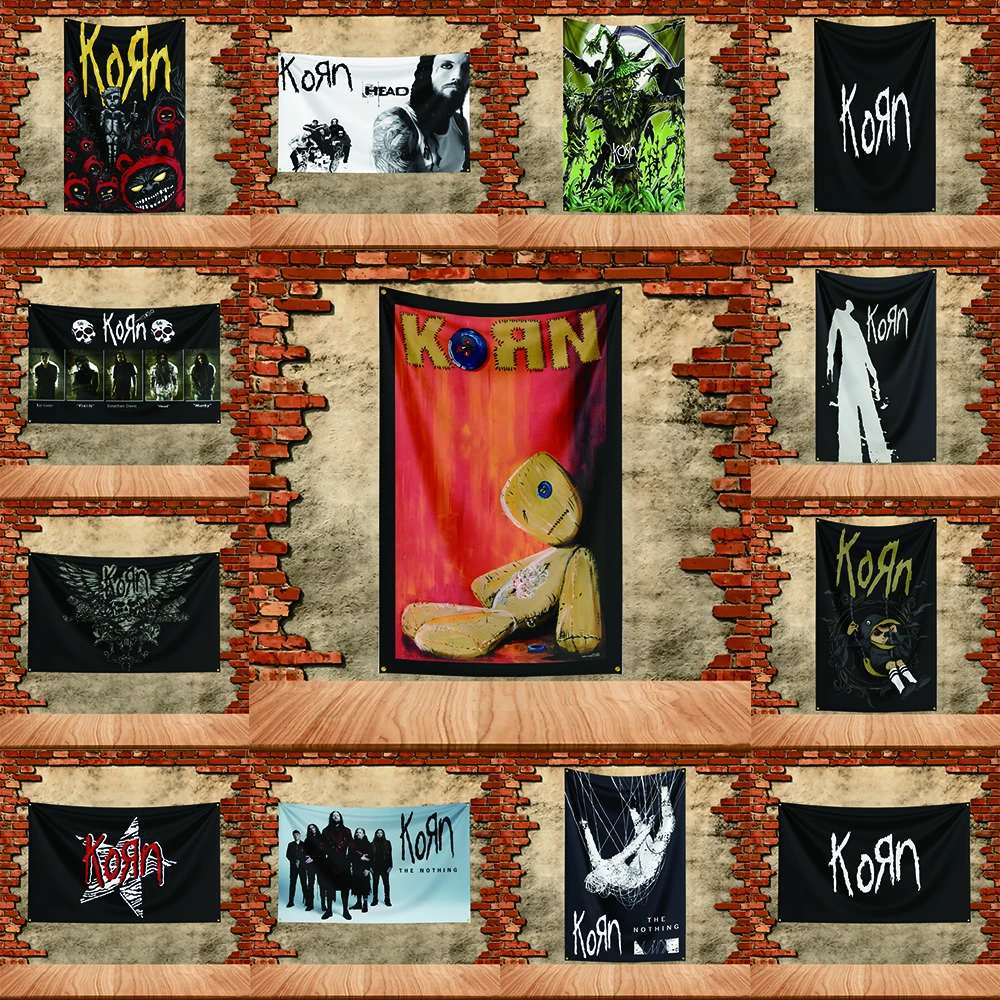 Music Band Flag 3x5ft for Korn Fans Banner Custom any Image Garage Bedroom Living Room Dorm Wall Hanging Decor Tapestry