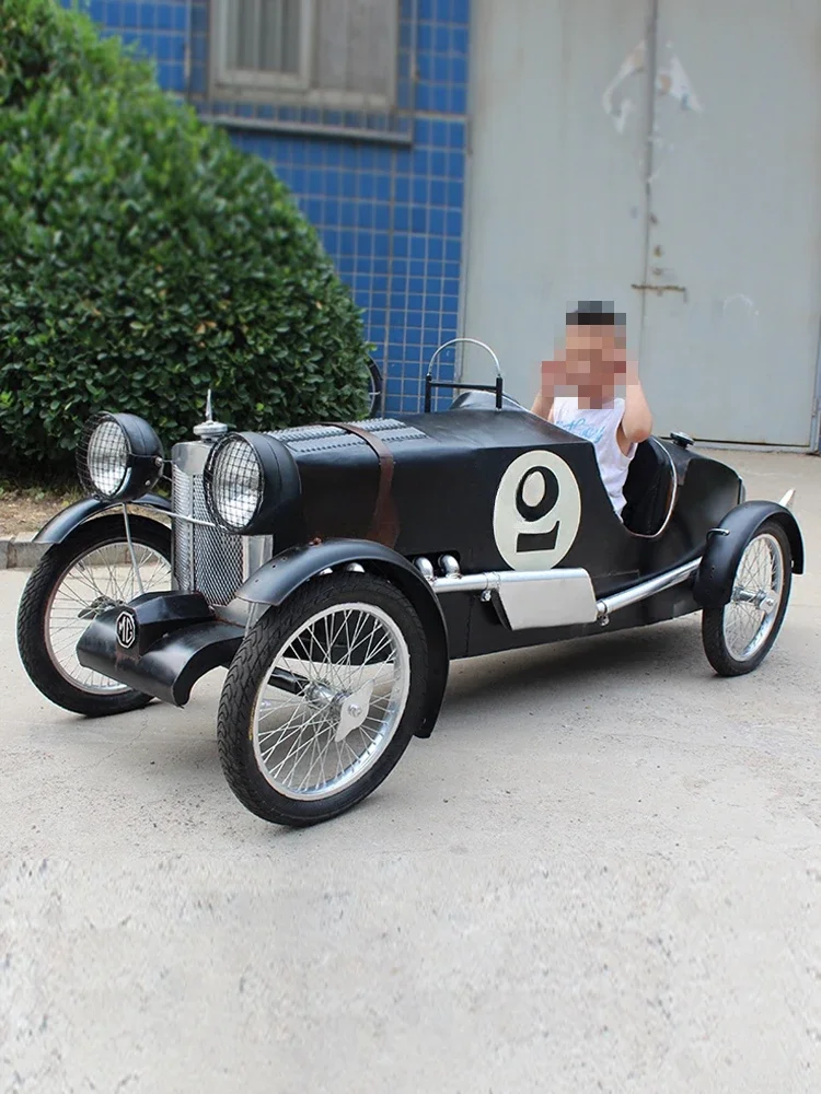 Modelo de coche retro de hierro forjado grande, decoración de suelo, creatividad decorativa