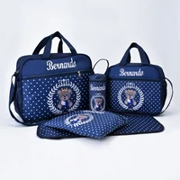 Sac maman cinq pièces sac mode imprimé ours multifonctionnel grande capacité une épaule bandoulière maternel bébé sac sac à couches 1