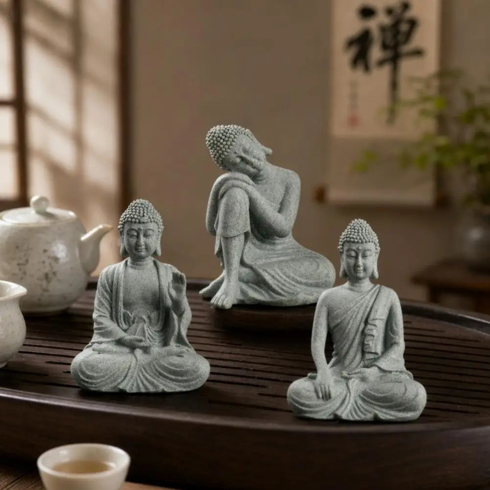 Stone Buddha Statue Ornaments Creative Craft Tabletop Statue Gift for Housewarmin Aquarium Bonsai Micro Landscape Ornament