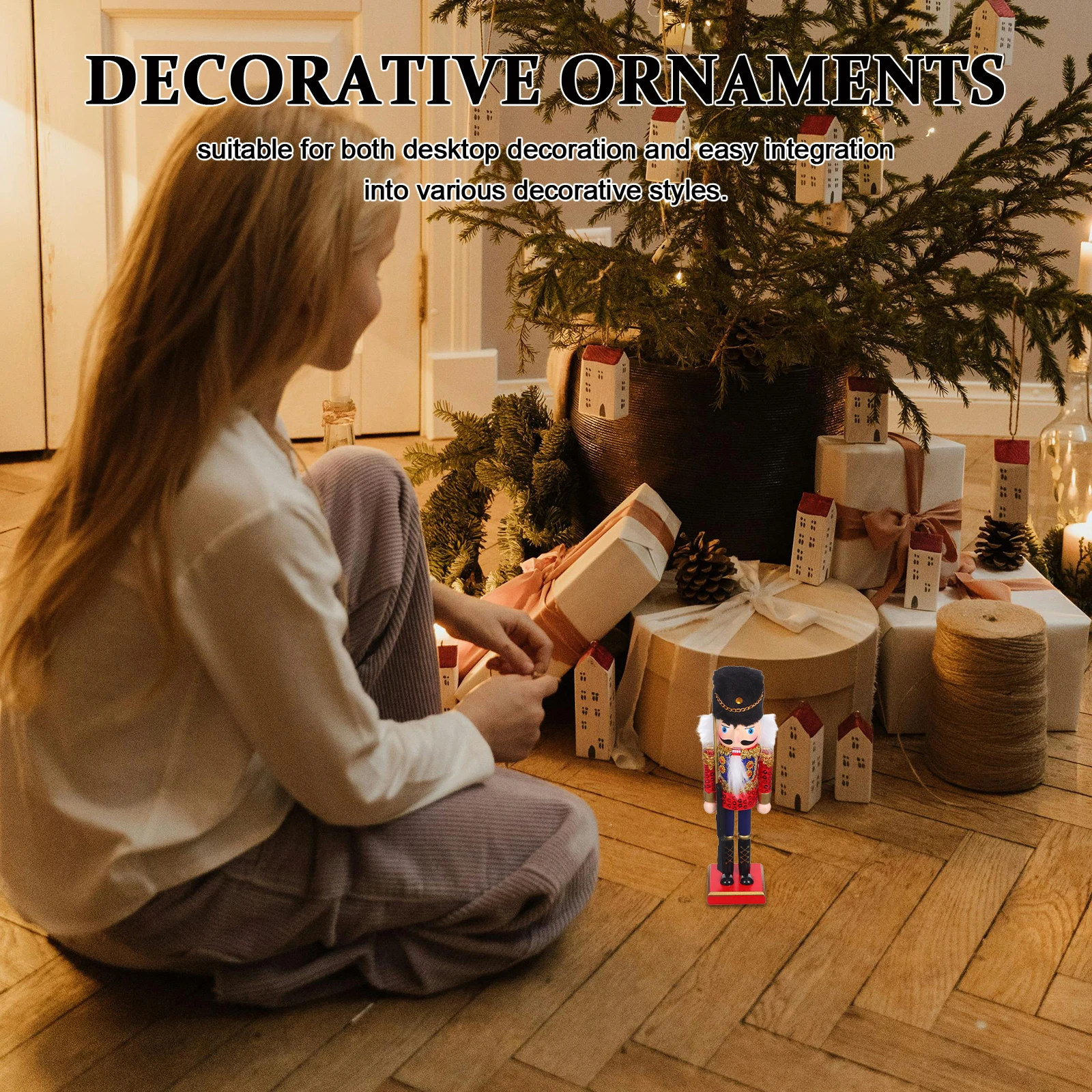 

25Cm Wooden Nutcracker Soldier Christmas Decoration Festive Desktop Ornament For Shelves Table Display Xmas Nutcracker Wooden