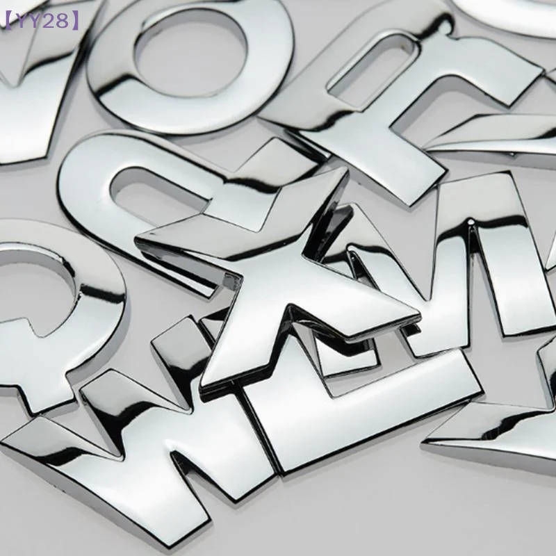 【YY28】1Pc 3D Zinc Alloy Car Letter Stickers DIY Alphabet Emblem Numbers Chrome Labeling Car Sticker Digital Badge Accessories{Y}