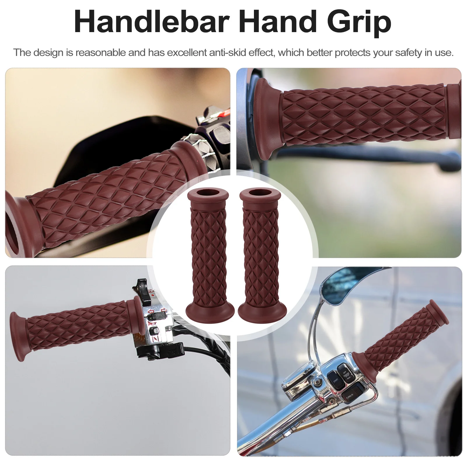 

1 Pair Retro Style Motorcycle Handlebar Hand Grip Mild Comfortable Rubber Anti-Slip Motorcycle Accessories Motorbike Throttle