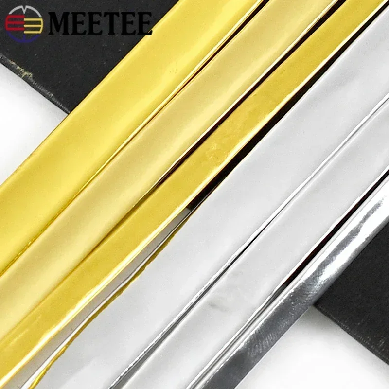 5Meters Meetee 5-15mm Mirror PU Leather Cord Gold Silver Ribbon Rope DIY Handmade Necklace Jewelry Decoration Craft Accessories