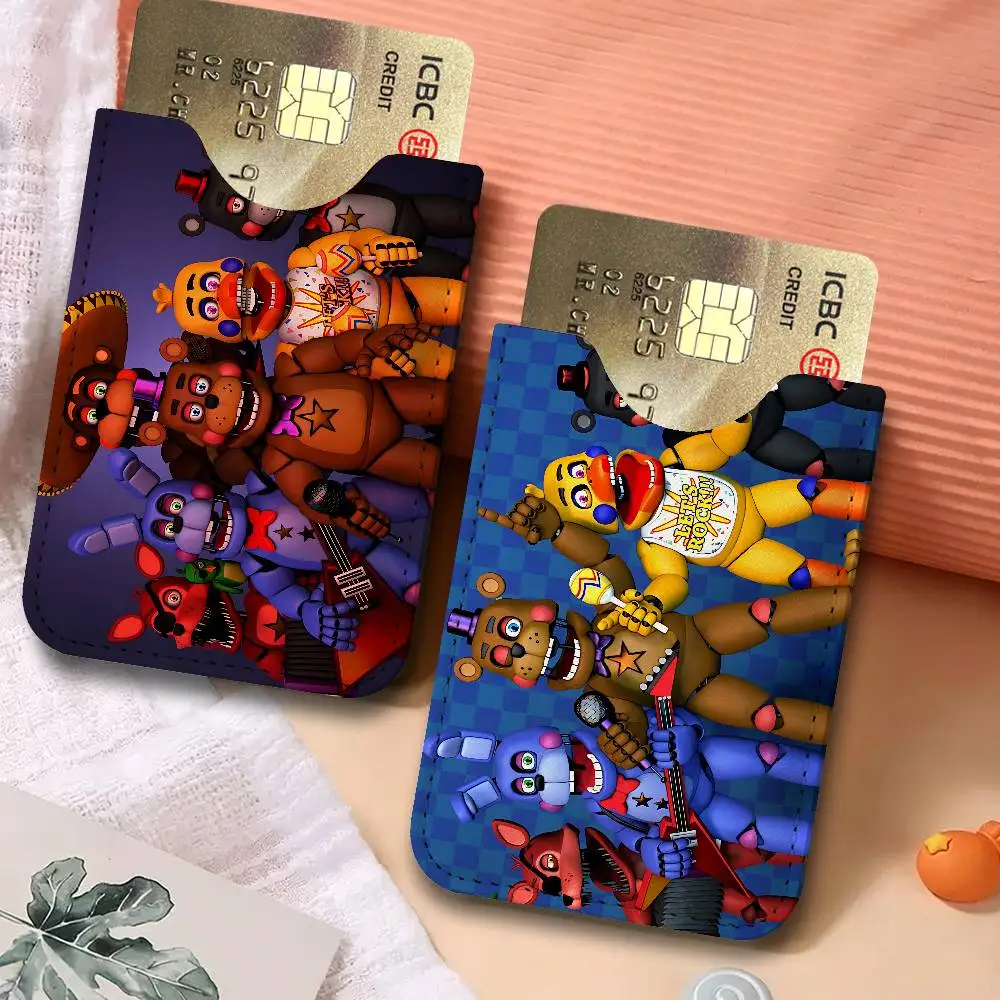 Game FNAF Freddy Movie Pu Leather Credit Card Holder Slim Business Cardholder Theft Id Organizer for Men Women Outdoor Carrying