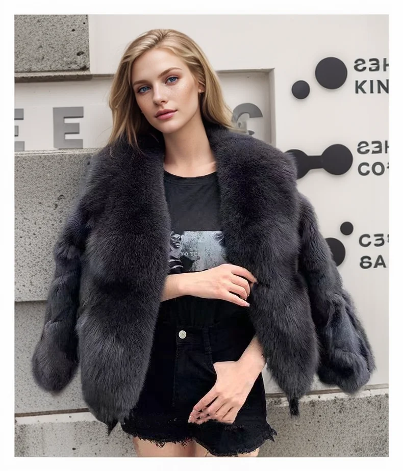 

Real Fur Coat Women 2024 New Fashion Thick Warm Fox Fur Jacket Custom Wholesale Female Winter outerwears