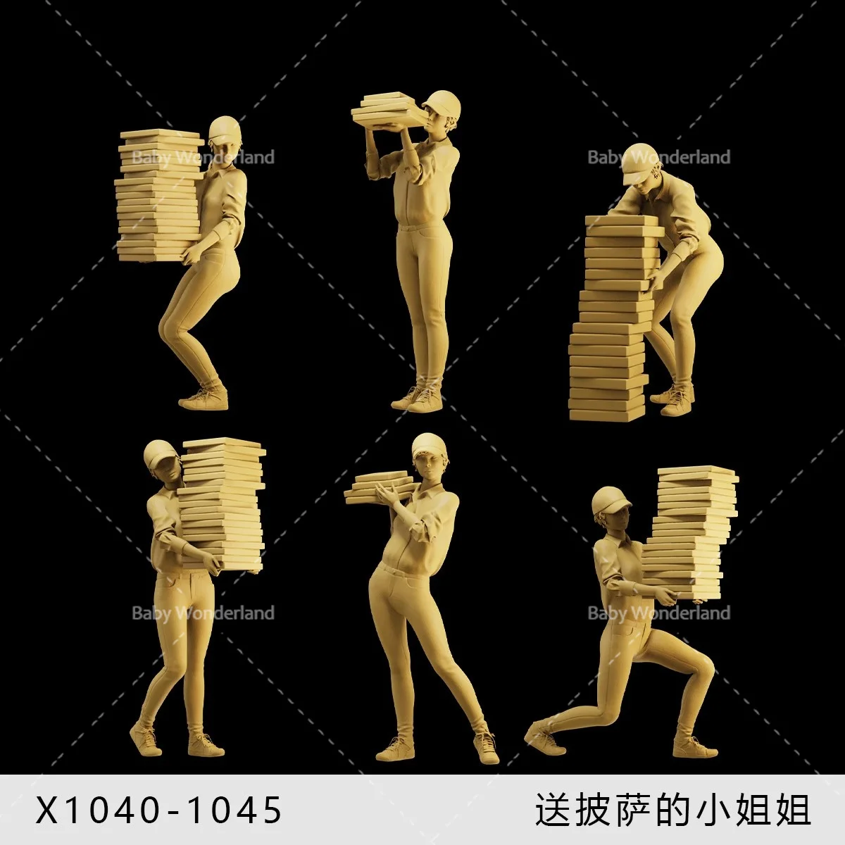 

In Stock Unpainted Miniatures 1/64 1/43 1/35 Figure Delivery Girl Delivering Pizza Dolls Model Creative Photography Scene Prop