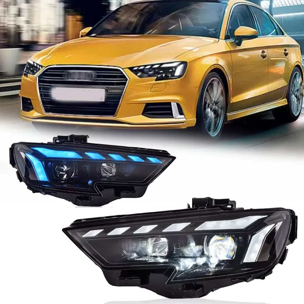 

Светодиодные фары для AUDI A3 17-19, новый стиль, полностью светодиодные DRL, автомобильные фары в сборе, аксессуары для сигнала, модифицированная лампа