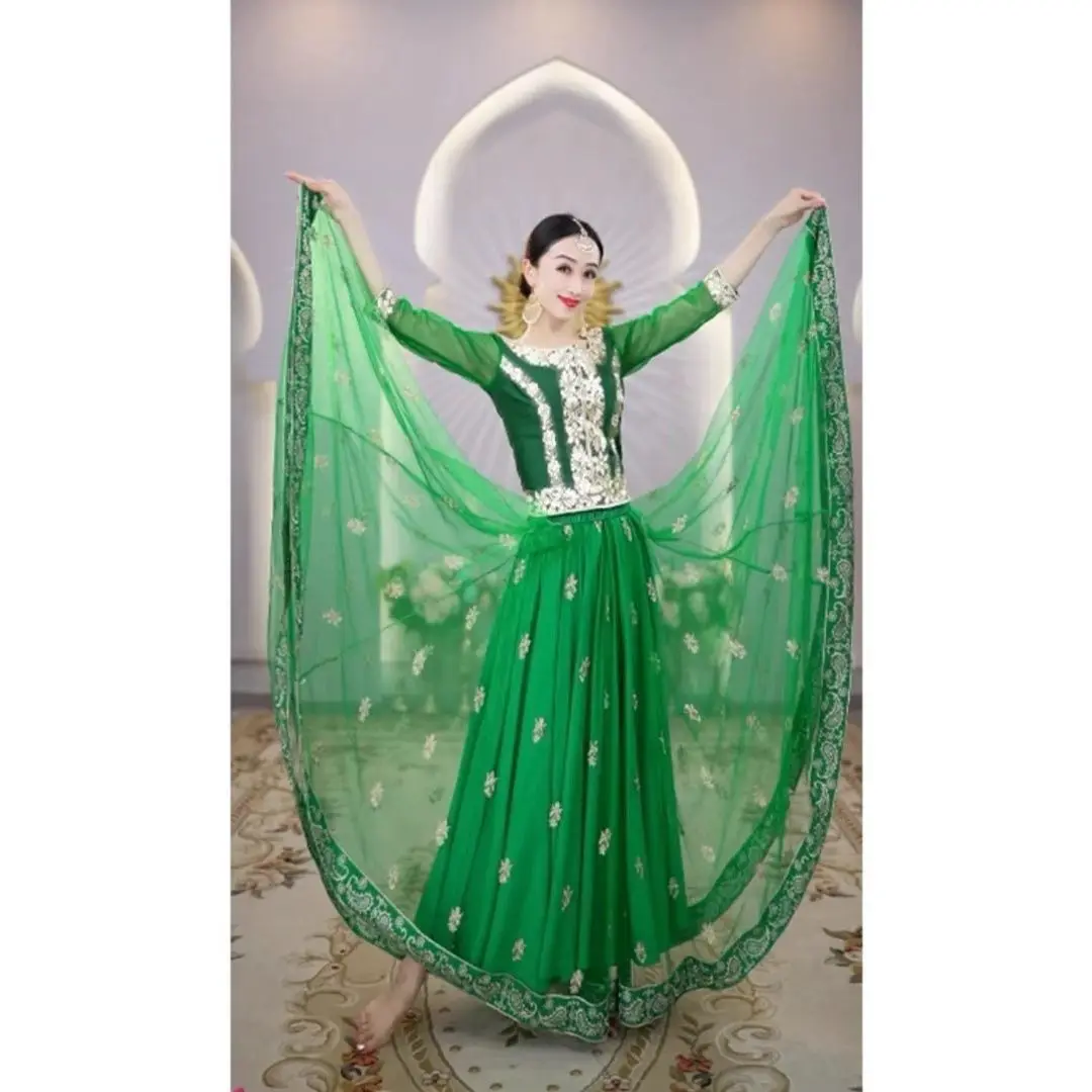 B262 Yiman Indian Exotic Costume Ethnic Style Female Dance Xinjiang Versatile Half Skirt Thin and High end