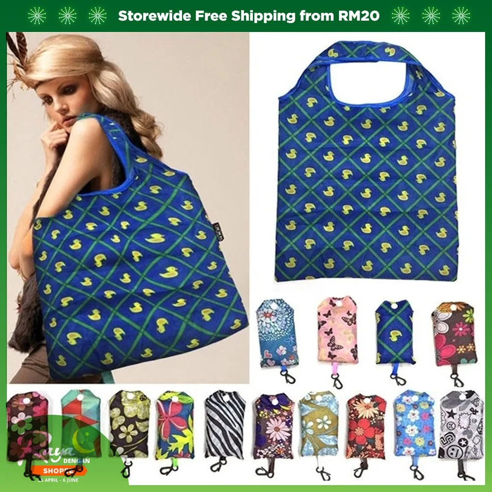 Kreative bedruckte Organizer-Tasche aus Polyester, modisch, recycelbar, für Reisen, faltbar, wiederverwendbar, umweltfreundlich, zum Einkaufen (Farbe zufällig) – Detail 1