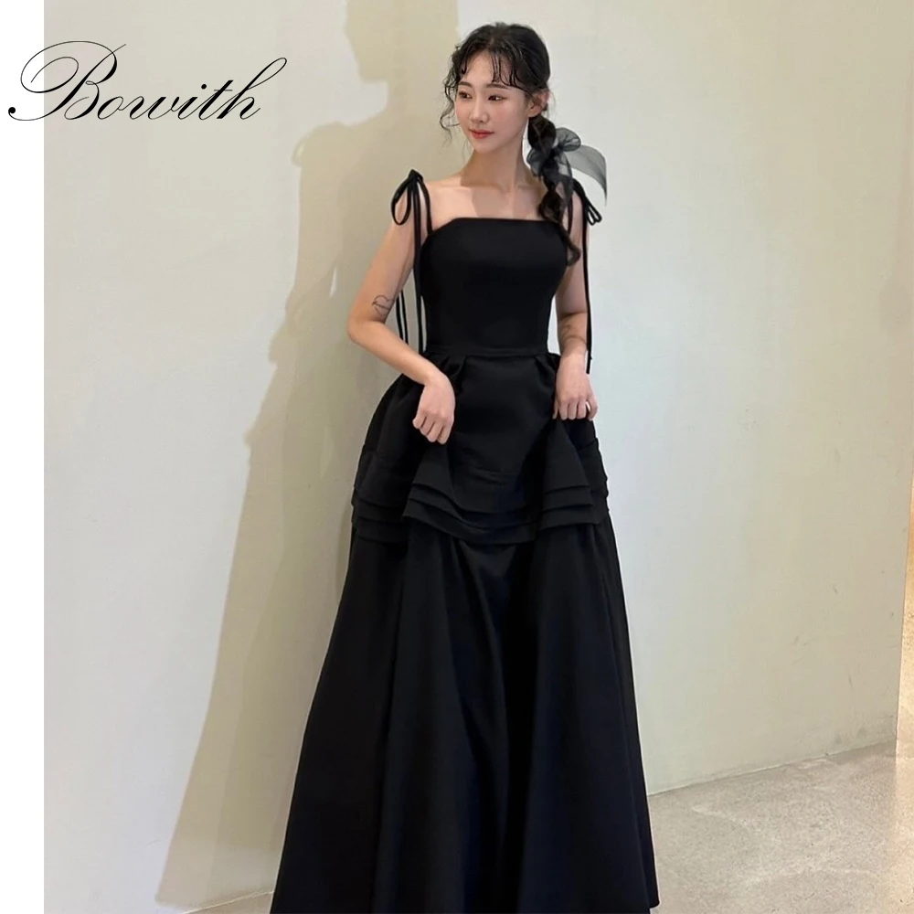 

Черные вечерние платья Bowith на тонких бретельках длиной до пола, платье для выпускного вечера, свадебные платья на заказ, вечерние платья
