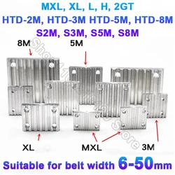 알루미늄 아크 클램프 투스 플레이트 S2M S3M S5M S8M HTD 2M/3M/5M/8M MXL XL 2GT 고정 클립 오픈 타이밍 벨트 연결 투스 플레이트