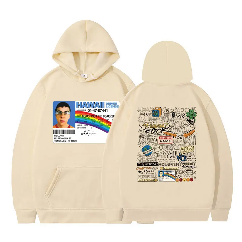 Mclovin Id Card Superbad Geek Funny Graphic Hoodies Men Women Retro Sweatshirts Teens Fashion Gothic Long Sleeve Pullover Hoodie